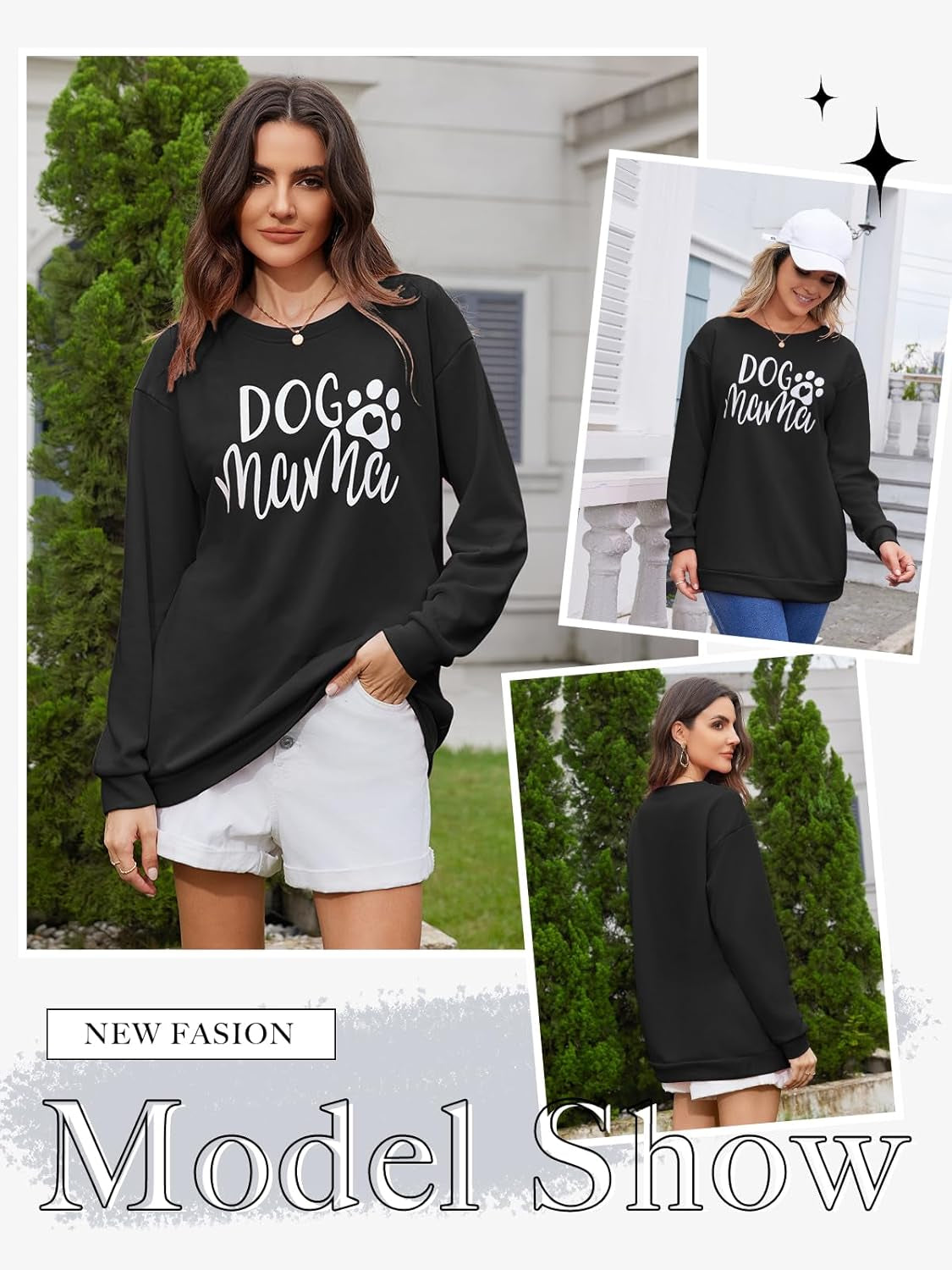 Dog Mom Sweatshirt for Women Cute Dog Paw Graphic Long Sleeve Pullover Blouse(S-2Xl)