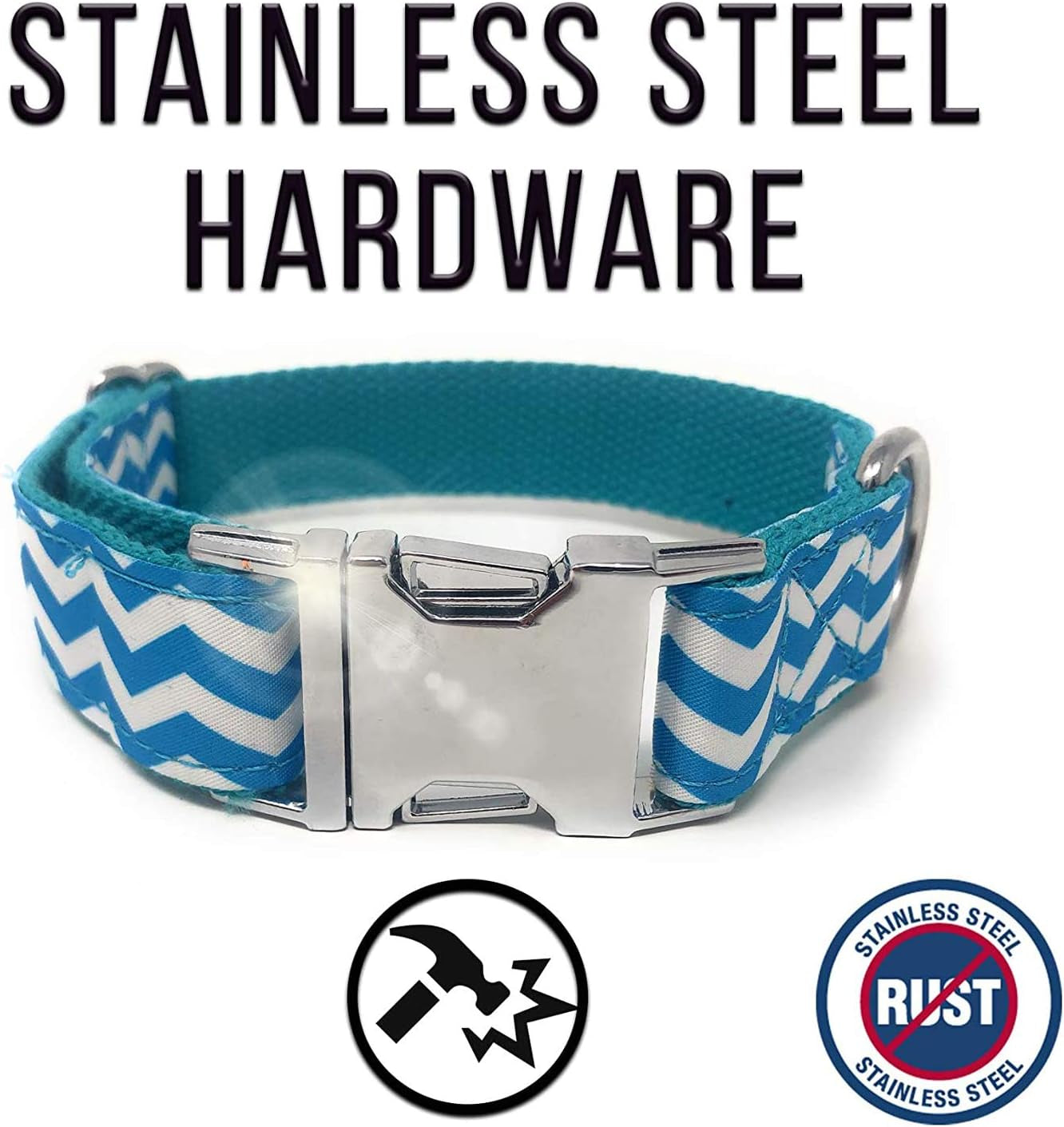 Cool Bowtie Collar | Custom Fit for XS, Small, Medium, Large Dog, Cat, & Puppy | Fun Birthday Idea โ Tux Dog | Multiple Colors | Large (18 to 24 Inches), Teal/White Chevron