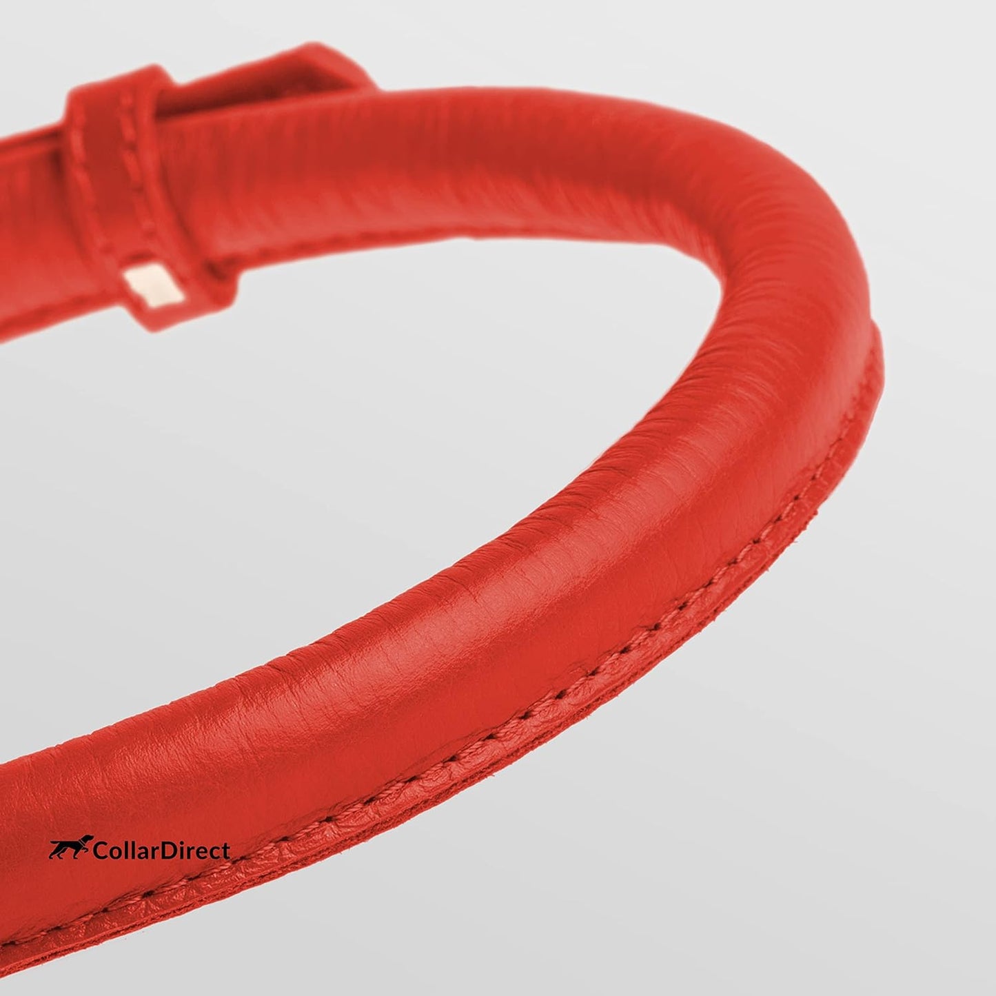 Rolled Leather Dog Collar, Soft Padded round Puppy Collar, Handmade Genuine Leather Collar Dog Small Large Cat Collars 13 Colors (11-14 Inch, Red Textured)