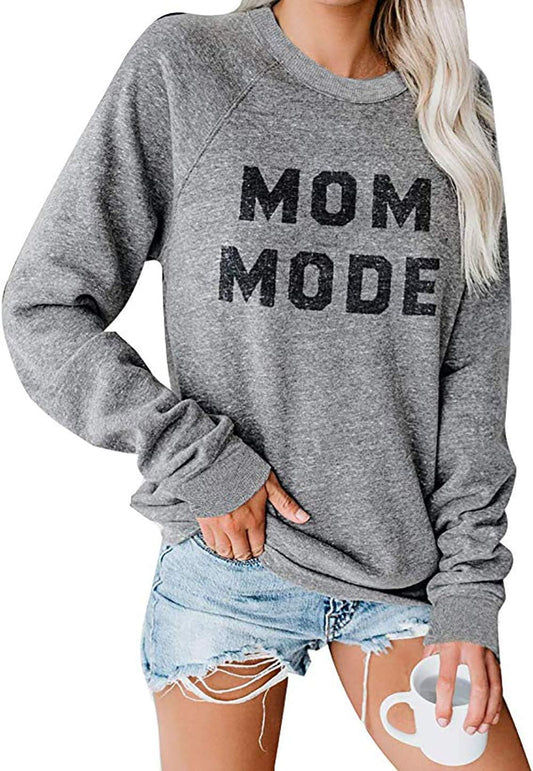 Dog Mom Sweatshirt Women Cute Dog Paw Print Pullover Dog Lover Blouse Casual Dog Mama Long Sleeve T Shirt