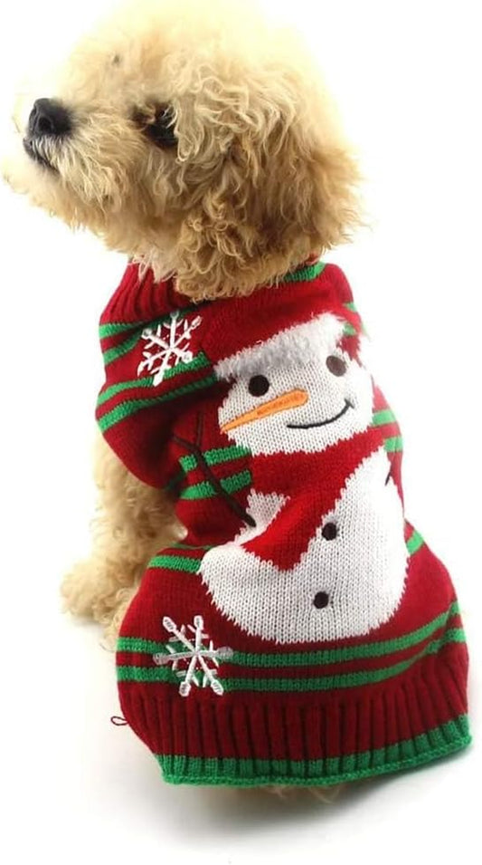 Dog Snow Sweaters Thick Snowman Sweaters Xmas Dog Holiday Sweaters New Year Christmas Sweater Pet Clothes for Small Dog and Cat (Thick Snowman, XXS)