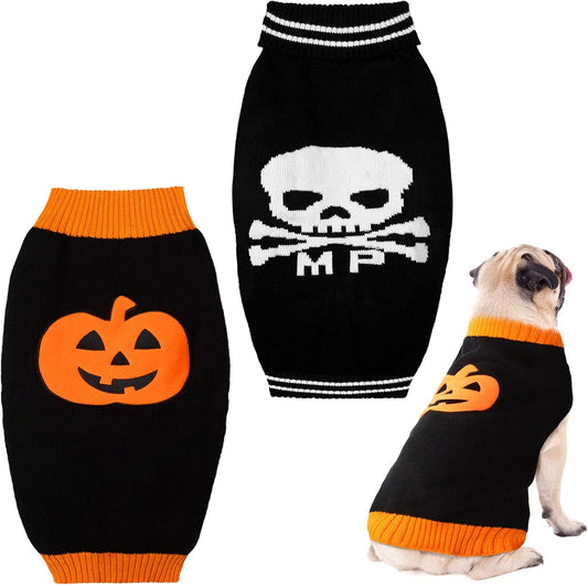 2 Pieces Halloween Puppy Sweaters Knitted Pet Cat Sweater Winter Pet Clothes Warm Dog Sweatshirt for Small Medium Pet Dog Sweater Apparel (S)