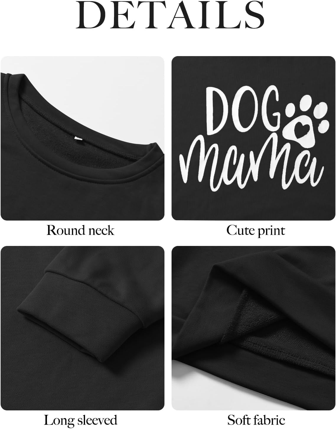 Dog Mom Sweatshirt for Women Cute Dog Paw Graphic Long Sleeve Pullover Blouse(S-2Xl)