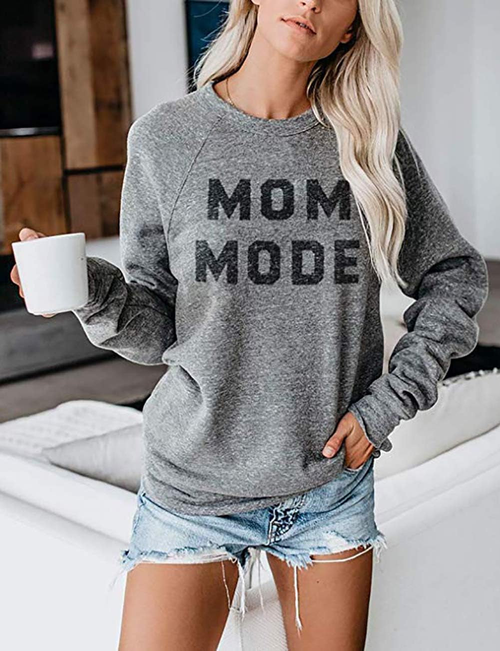 Dog Mom Sweatshirt Women Cute Dog Paw Print Pullover Dog Lover Blouse Casual Dog Mama Long Sleeve T Shirt