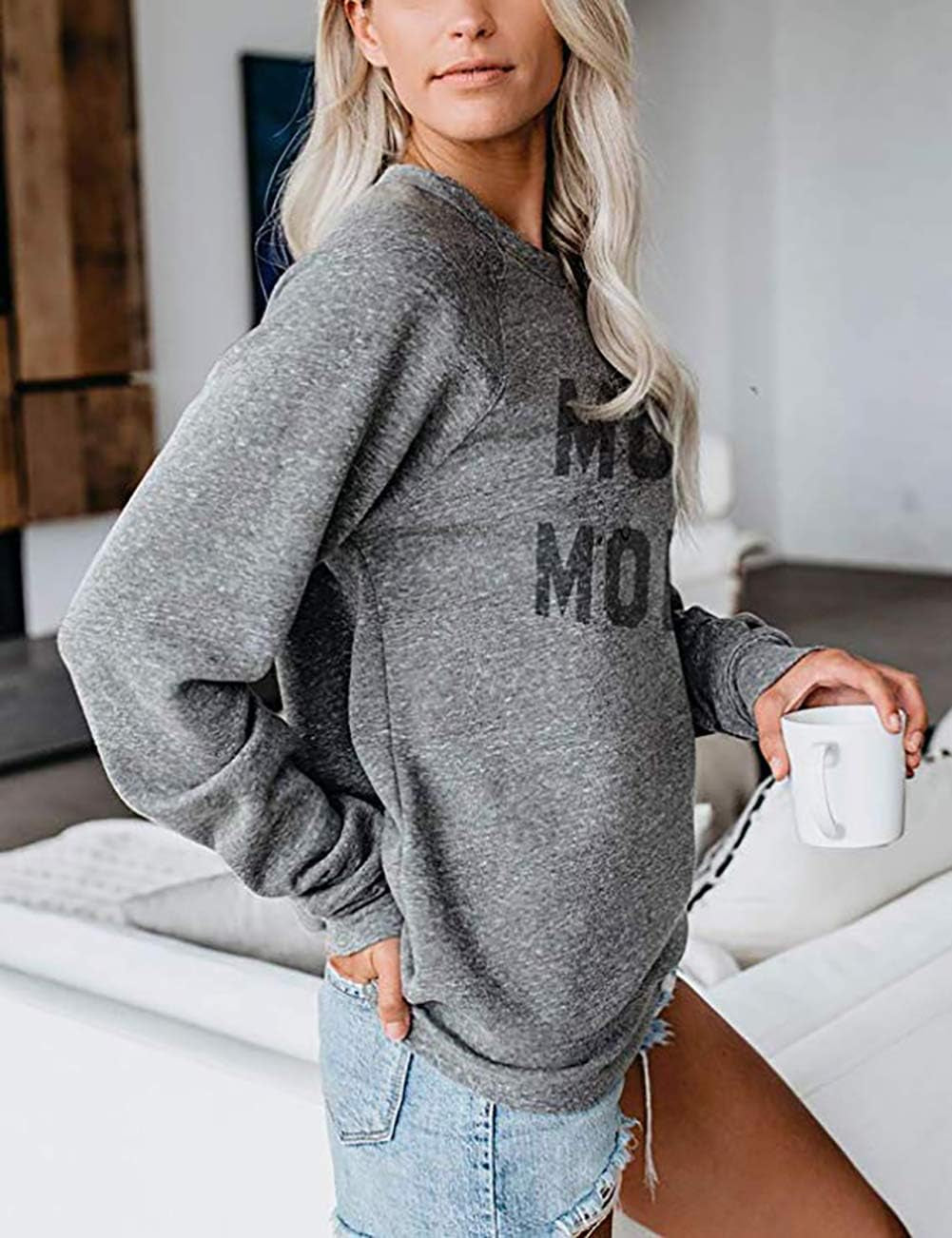 Dog Mom Sweatshirt Women Cute Dog Paw Print Pullover Dog Lover Blouse Casual Dog Mama Long Sleeve T Shirt