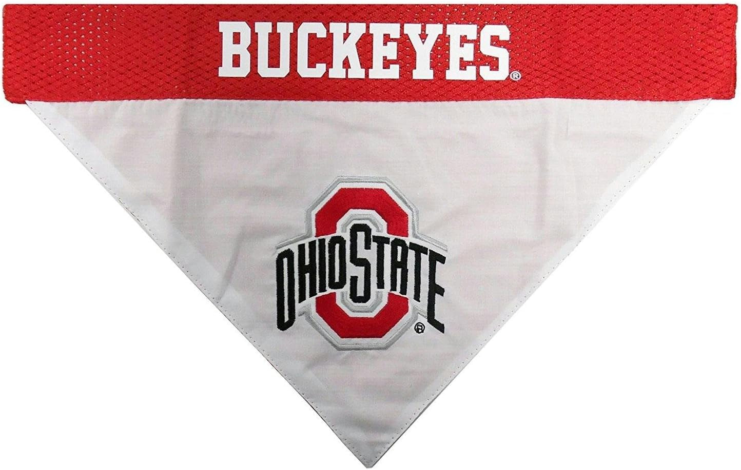 Collegiate Pet Accessories, Reversible Bandana, Ohio State Buckeyes, Large/X-Large