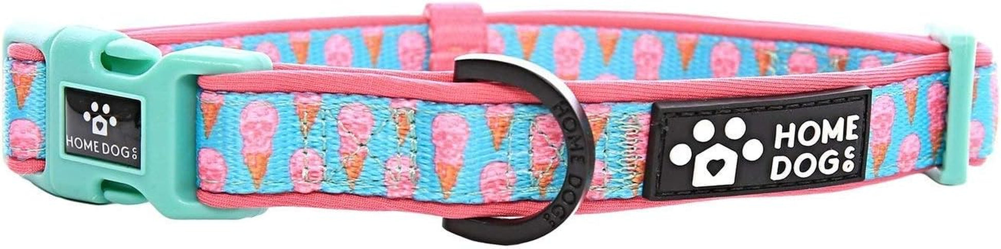 Fully Adjustable Dog Collar with Side Release Buckle - Neoprene Padded High-Density Polyester Webbing Pet Collar for Dogs (Ice Scream, Medium)