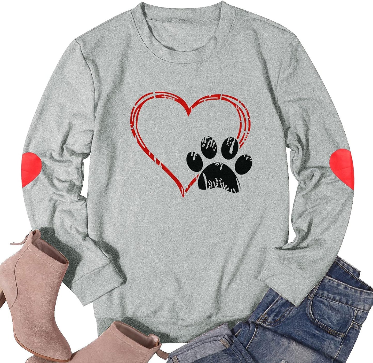 Dog Mom Sweatshirt Women Cute Dog Paw Print Pullover Dog Lover Blouse Casual Dog Mama Long Sleeve T Shirt