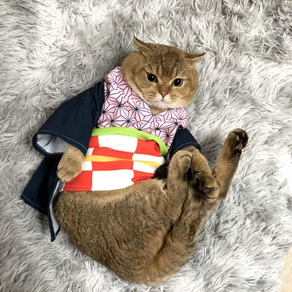 Halloween Pet Costume Anime Cosplay Clothes Puppy Cat Small Dog Cartoon Costume Kimono (Kamado Nezuko)