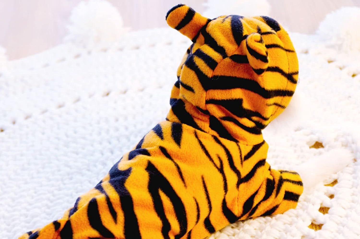 Chezabby Funny Tiger Dog Cat Costumes Pet Halloween Christmas Cosplay Clothes Adorable Flannel Kitten Outfits Clothes Soft Velet Puppy Apparel Fleece Doggie Sweater Warm Cat Coat