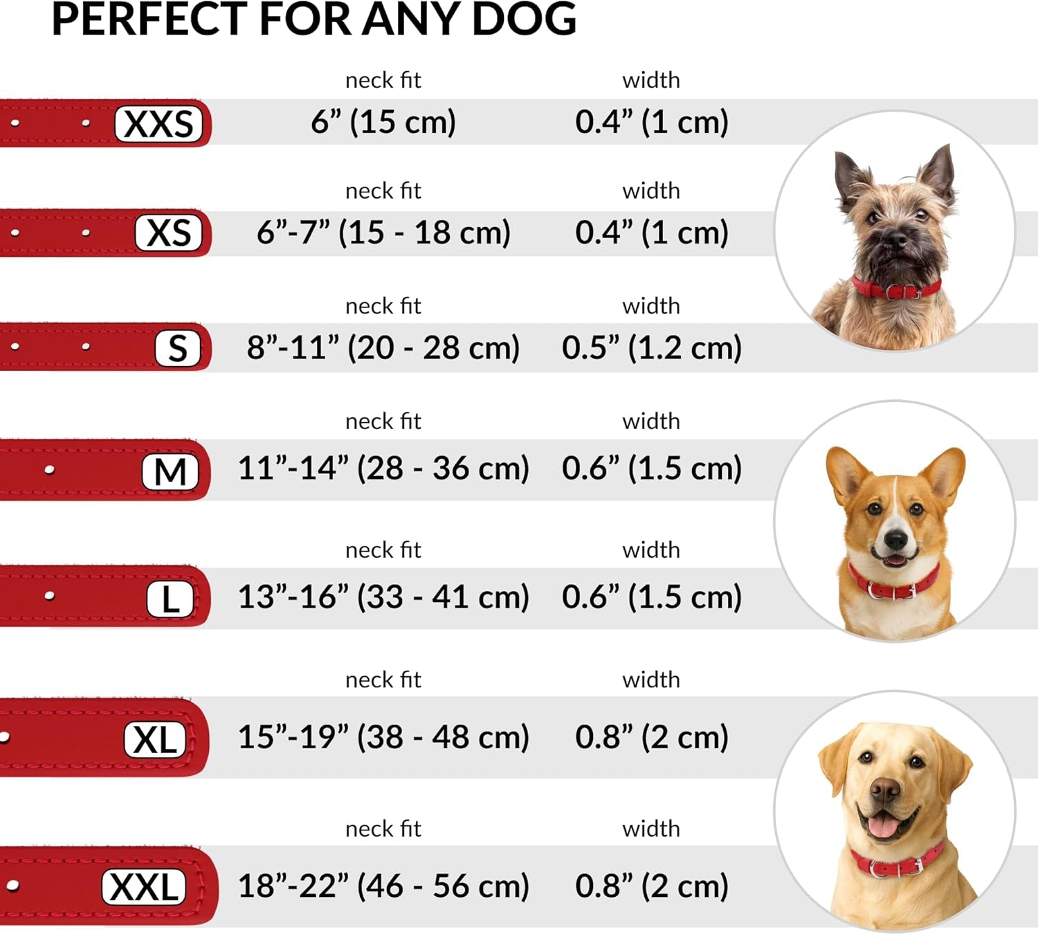 Rolled Leather Dog Collar, Soft Padded round Puppy Collar, Handmade Genuine Leather Collar Dog Small Large Cat Collars 13 Colors (11-14 Inch, Red Textured)