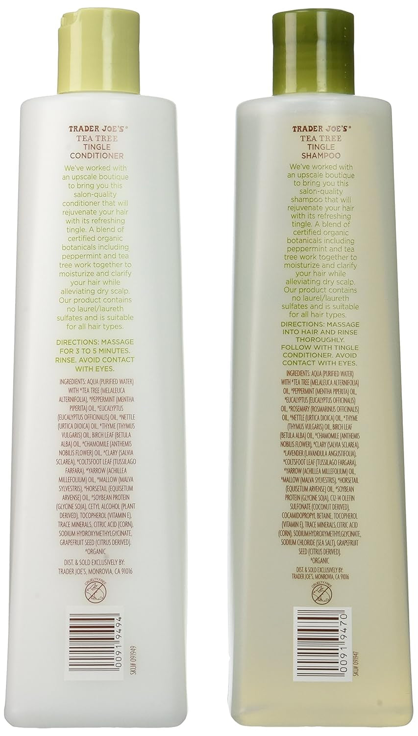 Trader Joe'S Tea Tree Tingle Shampoo & Conditioner, 16 Oz.