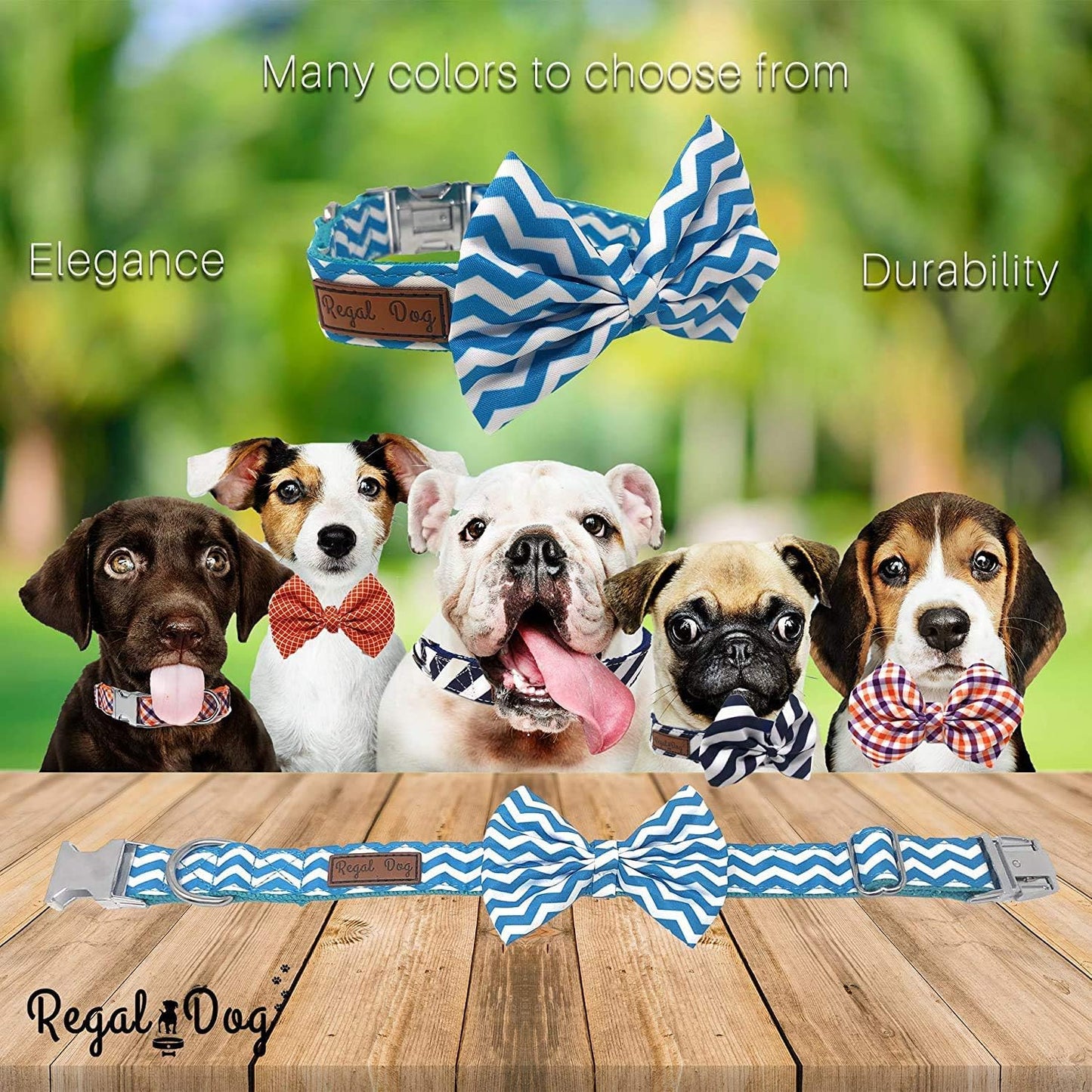 Cool Bowtie Collar | Custom Fit for XS, Small, Medium, Large Dog, Cat, & Puppy | Fun Birthday Idea โ Tux Dog | Multiple Colors | Large (18 to 24 Inches), Teal/White Chevron