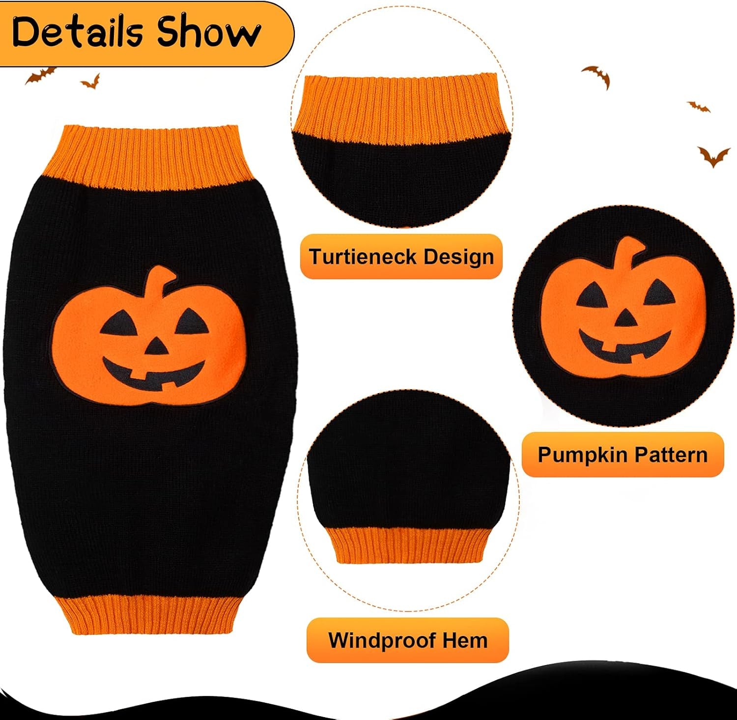 2 Pieces Halloween Puppy Sweaters Knitted Pet Cat Sweater Winter Pet Clothes Warm Dog Sweatshirt for Small Medium Pet Dog Sweater Apparel (S)