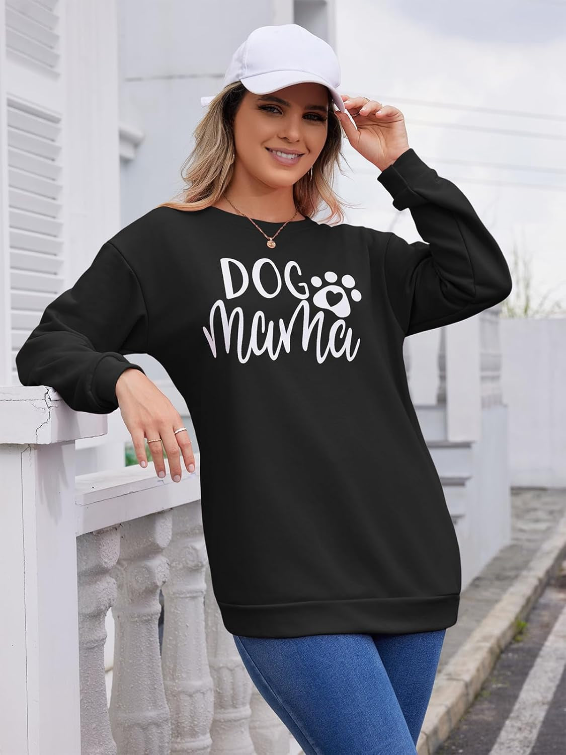 Dog Mom Sweatshirt for Women Cute Dog Paw Graphic Long Sleeve Pullover Blouse(S-2Xl)