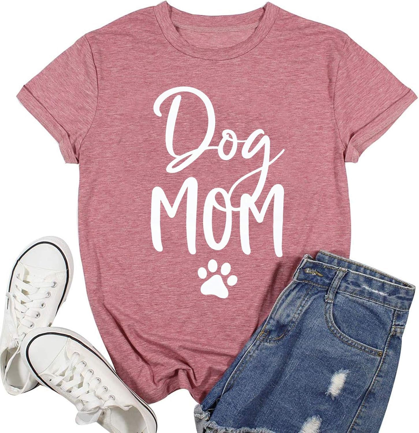 Dog Mom Tshirt Women Cute Puppy Dog Paw Graphic Tee Dog Lover Gift Shirts Letter Print Short Sleeve Mama Shirts Tops