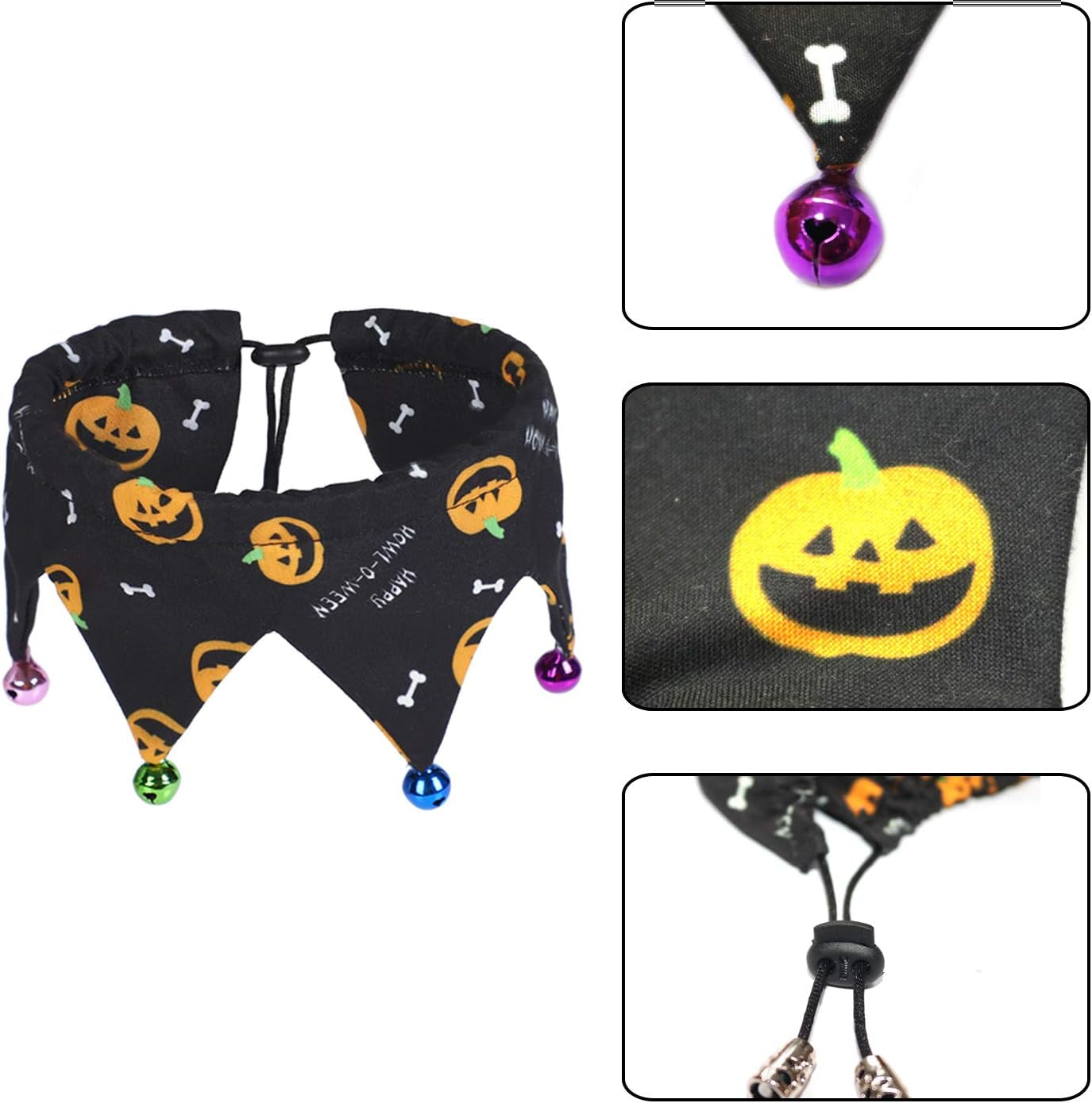 Cat Halloween Costume Halloween Cat Collar with Bells and Halloweens Pumpkin Hat Cats Costume Suit for Cats and Small Dogs