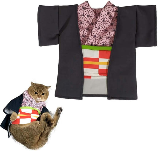 Halloween Pet Costume Anime Cosplay Clothes Puppy Cat Small Dog Cartoon Costume Kimono (Kamado Nezuko)