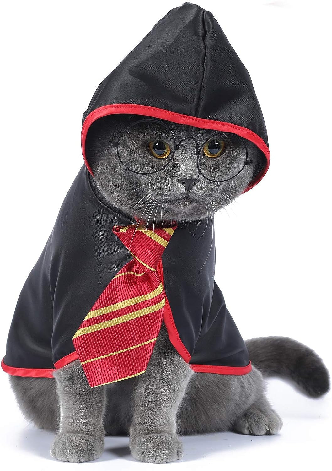 Cat Halloween Costume Anime Pet Clothes for Small Dog Kitten Costume Wizard Accessories Outfits (S) Red