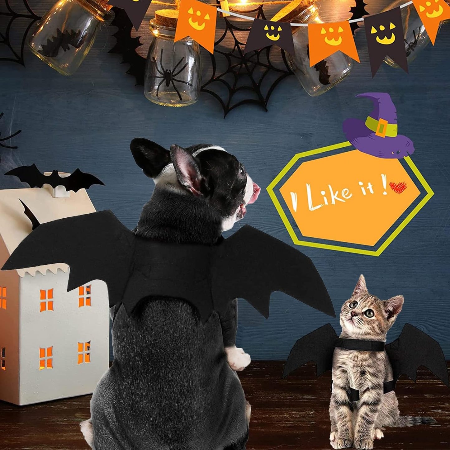 Halloween Costumes - Bat Wings for Small, Medium & Large Dogs & Cats, Funny Pet Apparel, Cosplay Clothes, Cool Dog Outfits (L)
