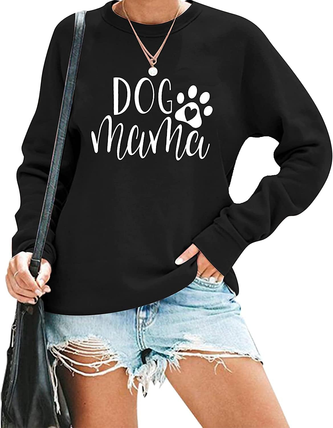 Dog Mom Sweatshirt for Women Cute Dog Paw Graphic Long Sleeve Pullover Blouse(S-2Xl)