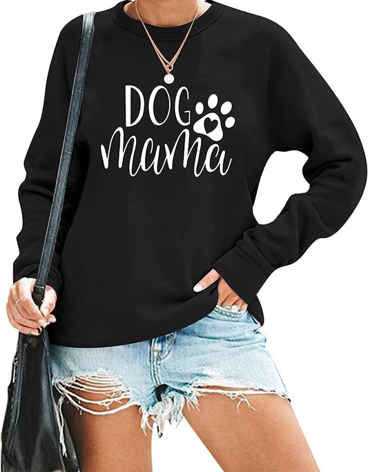 Dog Mom Sweatshirt for Women Cute Dog Paw Graphic Long Sleeve Pullover Blouse(S-2Xl)