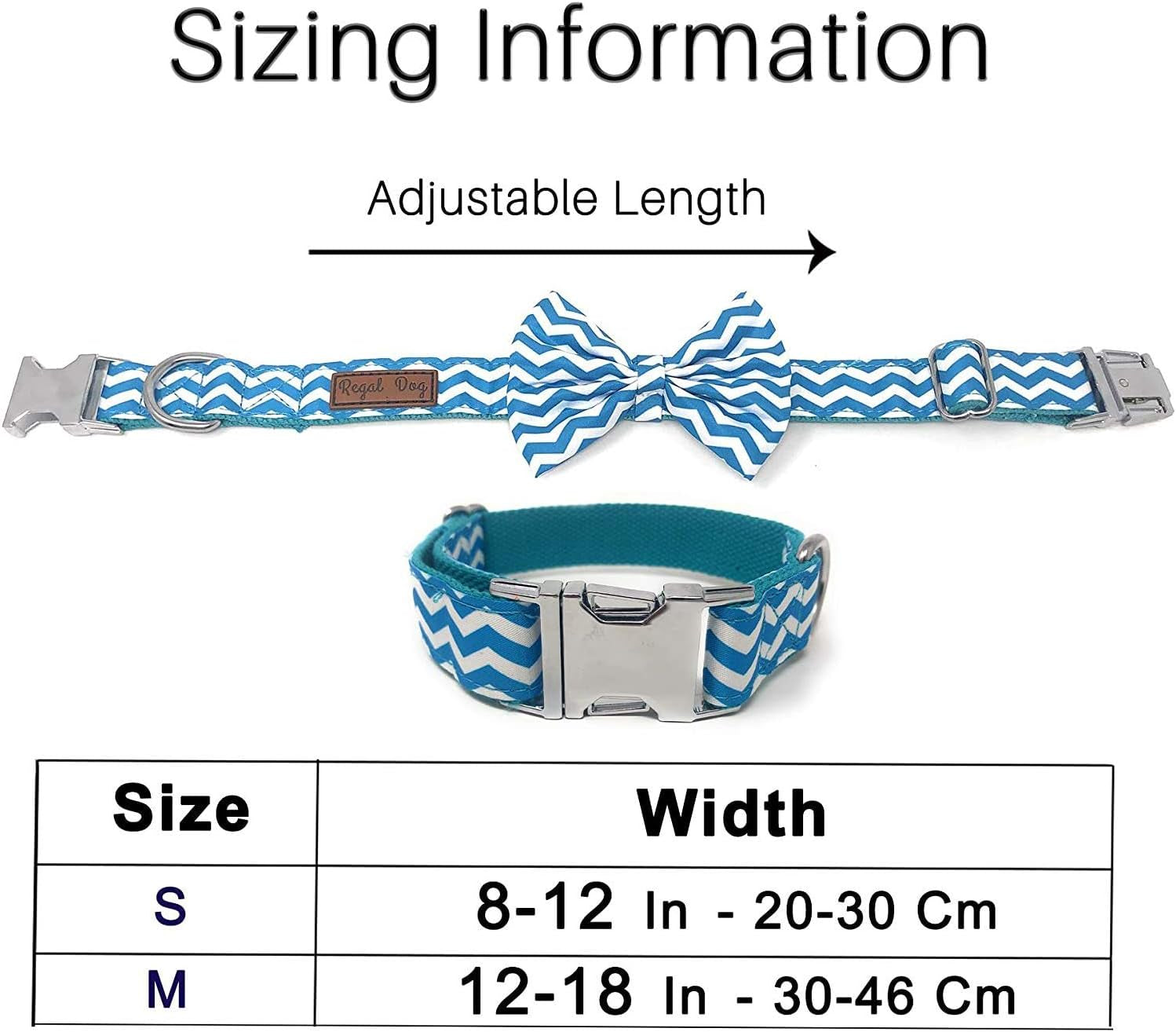 Cool Bowtie Collar | Custom Fit for XS, Small, Medium, Large Dog, Cat, & Puppy | Fun Birthday Idea โ Tux Dog | Multiple Colors | Large (18 to 24 Inches), Teal/White Chevron