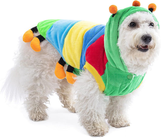 Colorful Halloween Caterpillar Pet Costume Cosplay Clothes Pet Costume for Holliday Party Halloween Decoration Dress Funny Cute Dog Cat Clothes Costume for Small Medium Large Dog Cat Puppy (S)