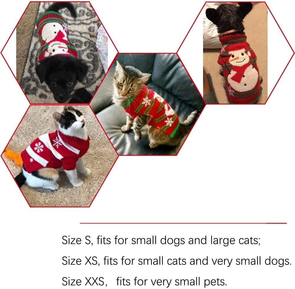 Dog Snow Sweaters Thick Snowman Sweaters Xmas Dog Holiday Sweaters New Year Christmas Sweater Pet Clothes for Small Dog and Cat (Thick Snowman, XXS)