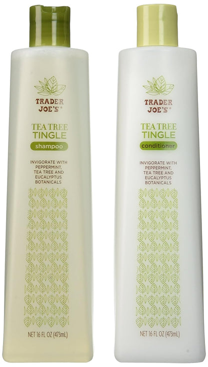 Trader Joe'S Tea Tree Tingle Shampoo & Conditioner, 16 Oz.