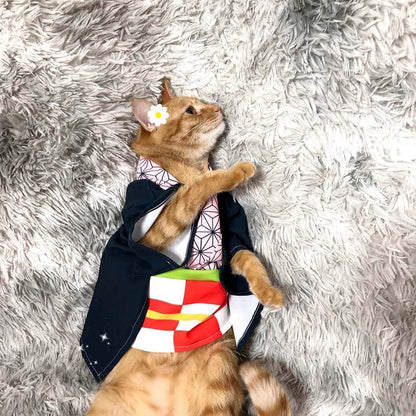 Halloween Pet Costume Anime Cosplay Clothes Puppy Cat Small Dog Cartoon Costume Kimono (Kamado Nezuko)