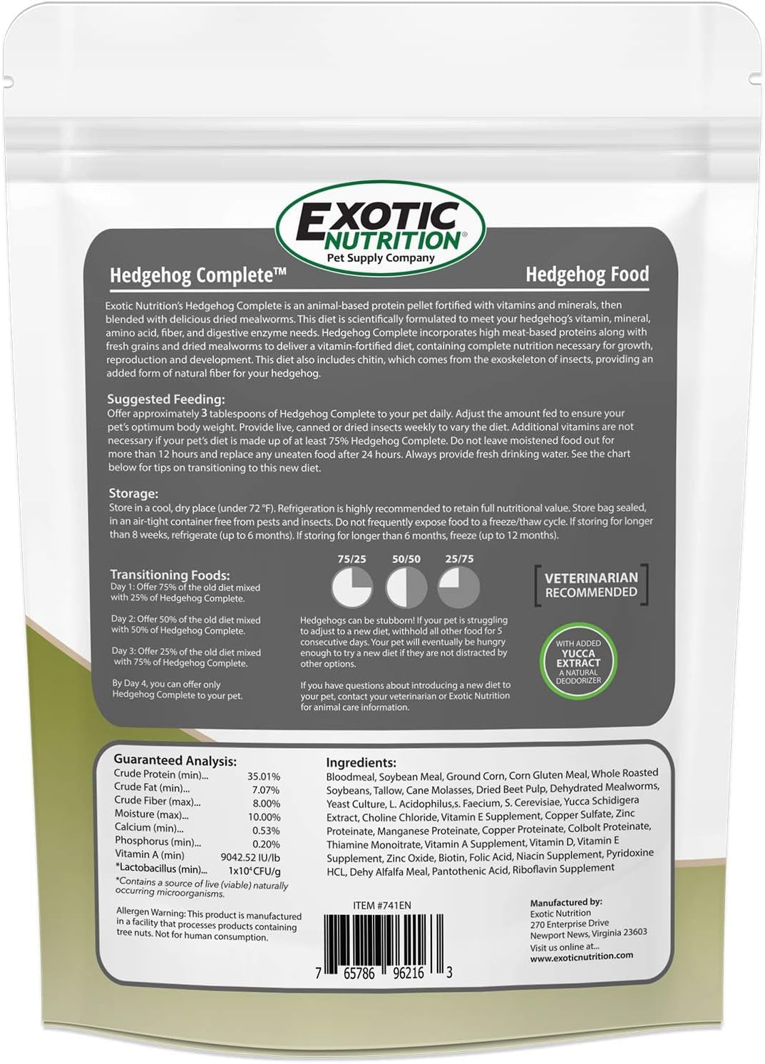 Hedgehog Complete 2 Lb - Nutritionally Complete Natural Healthy High Protein Pellets & Dried Mealworms - Food for Pet Hedgehogs