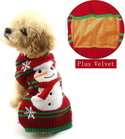 Dog Snow Sweaters Thick Snowman Sweaters Xmas Dog Holiday Sweaters New Year Christmas Sweater Pet Clothes for Small Dog and Cat (Thick Snowman, XXS)