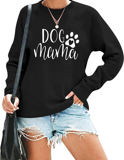 Dog Mom Sweatshirt for Women Cute Dog Paw Graphic Long Sleeve Pullover Blouse（S-2Xl）